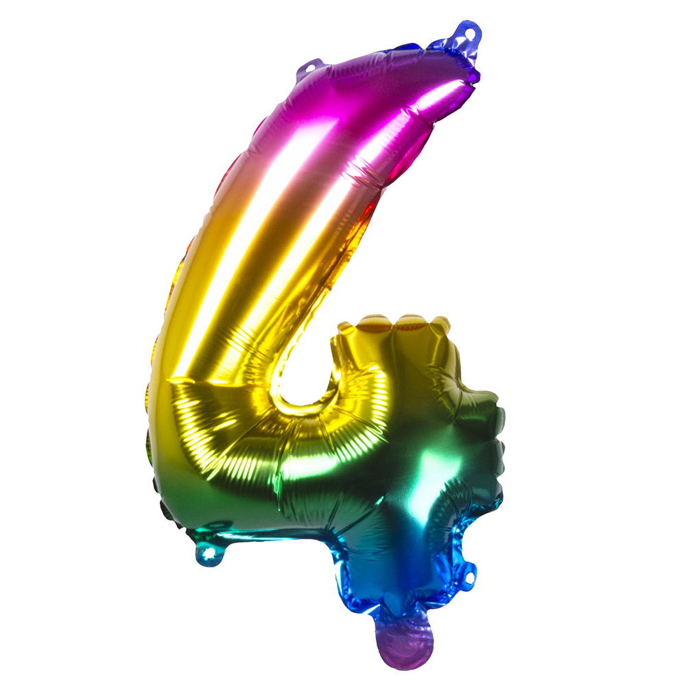 Folieballon '4' regenboog (36 cm)