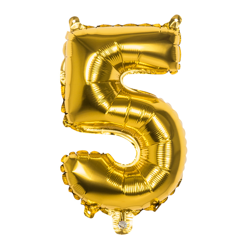 Folieballon '5' goud (36 cm)