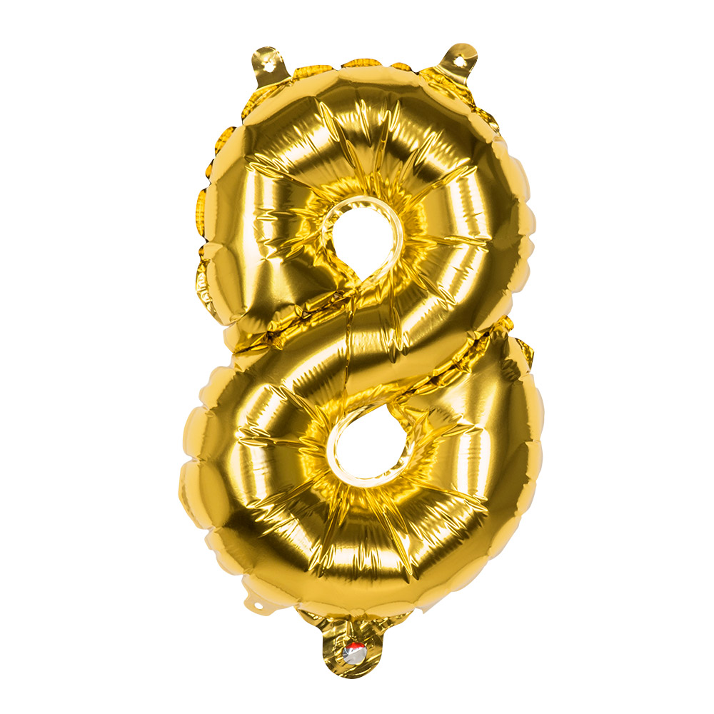 Folieballon '8' goud (36 cm)