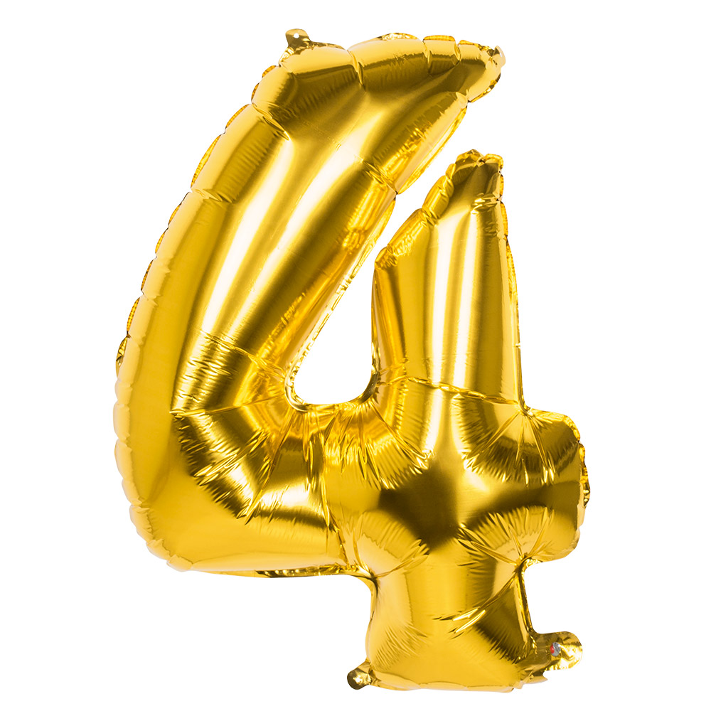 Folieballon '4' goud (86 cm)