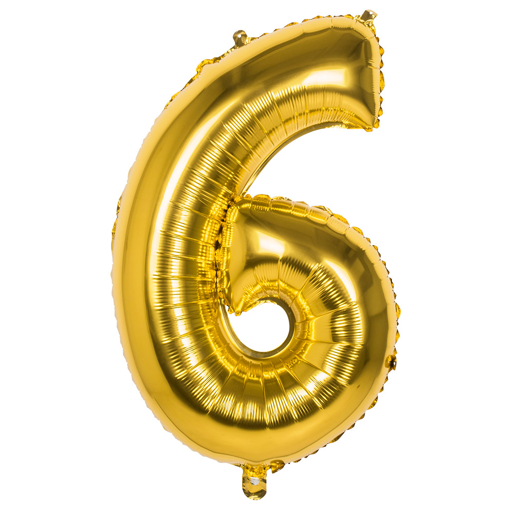 Folieballon '6' goud (86 cm)