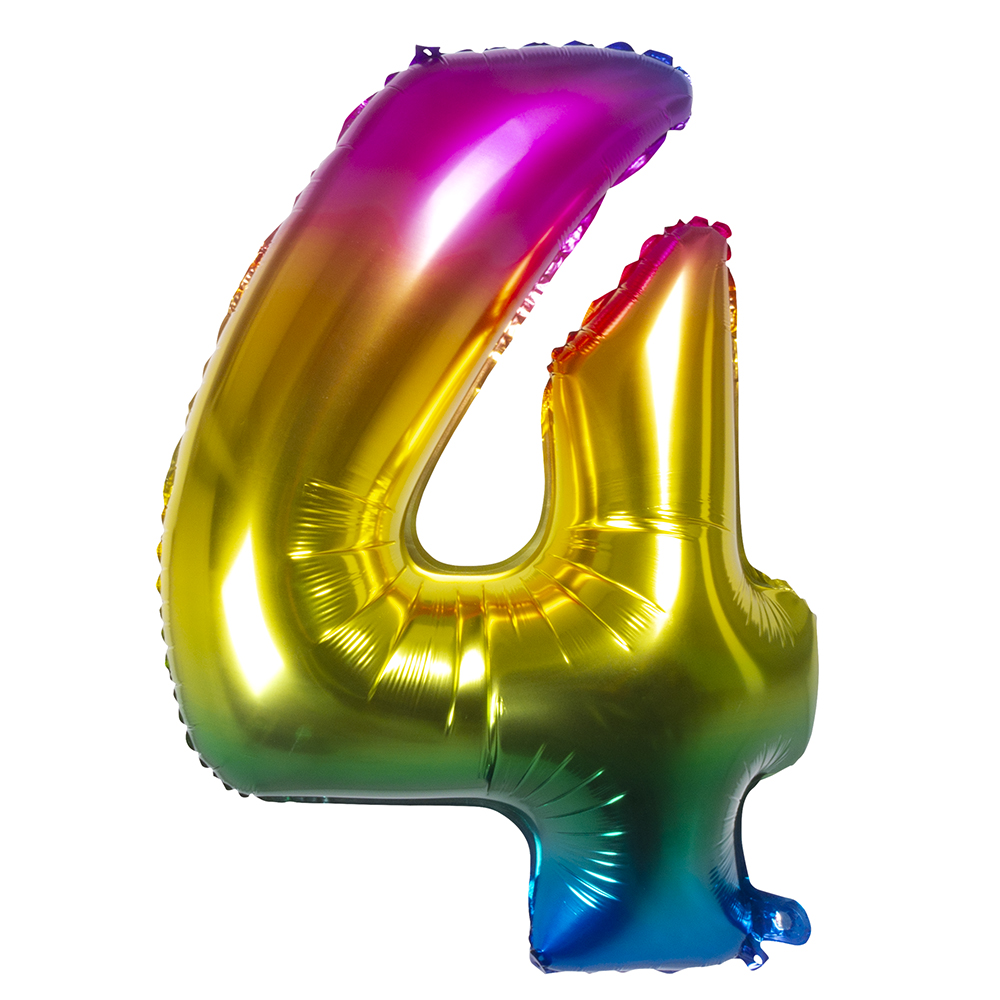 Folieballon '4' regenboog (86 cm)