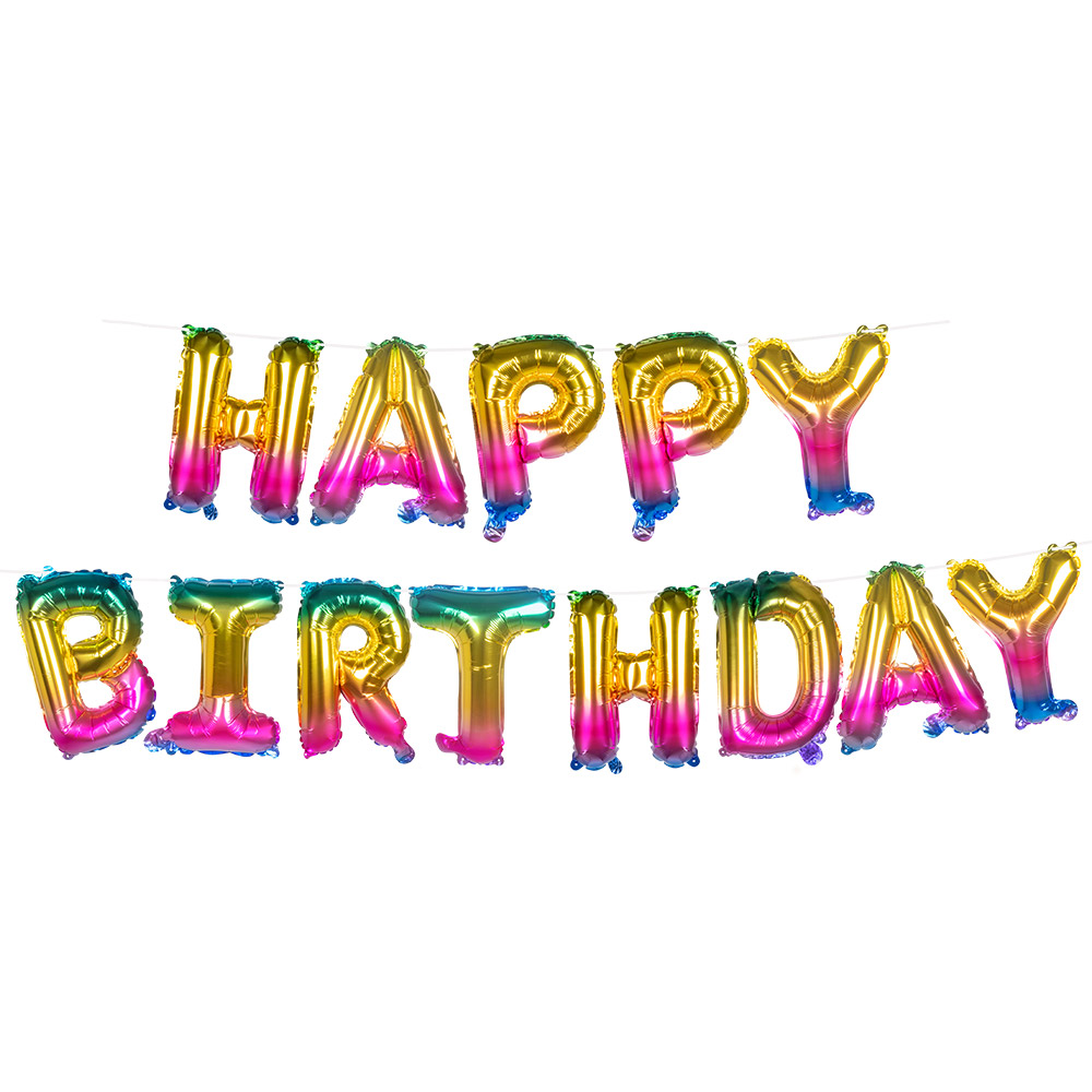 Folieballonslinger 'Happy birthday' (8 m)