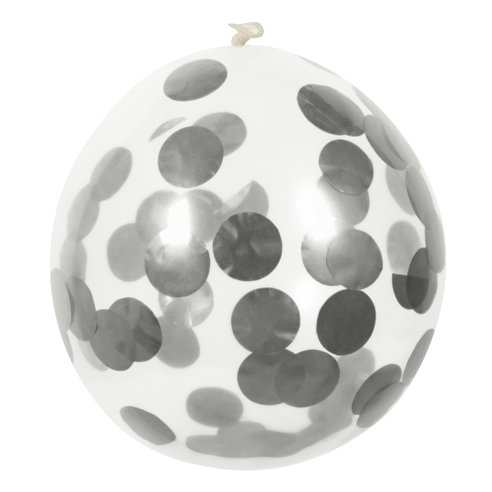 Set 5 latex confettiballonnen zilver (Ø 30 cm)
