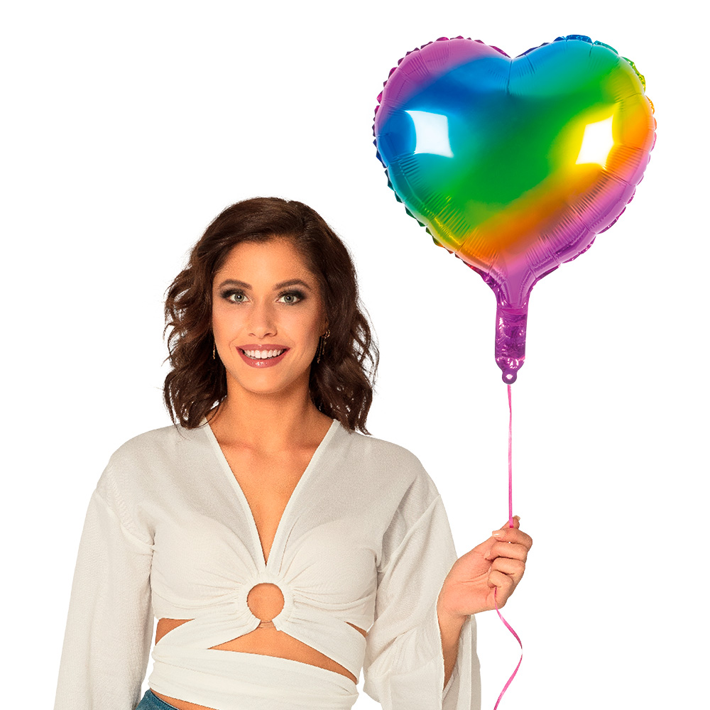 Folieballon Hart regenboog (40 x 45 cm)