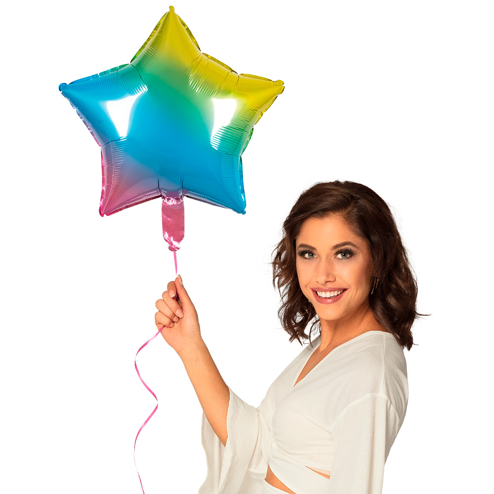 St. Folieballon Ster regenboog (40 x 45 cm)