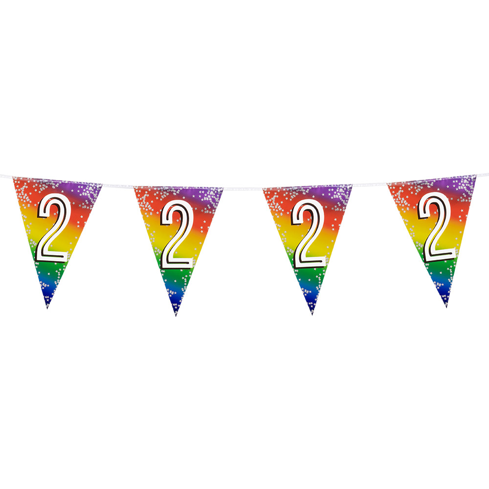 Folievlaggenlijn Rainbow '2' (30 x 20 cm, 6 m)