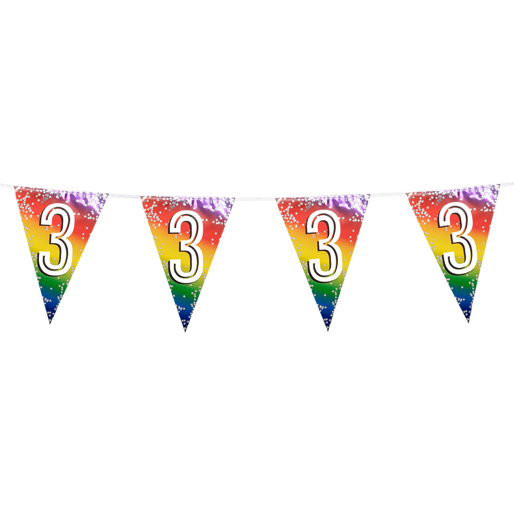 Folievlaggenlijn Rainbow '3' (30 x 20 cm, 6 m)