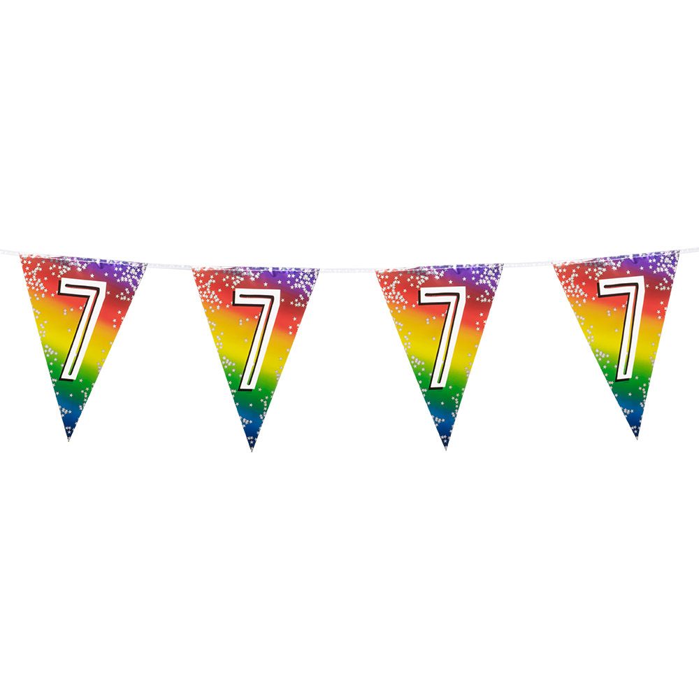 Folievlaggenlijn Rainbow '7' (30 x 20 cm, 6 m)