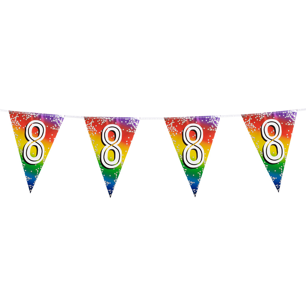 Folievlaggenlijn Rainbow '8' (30 x 20 cm, 6 m)