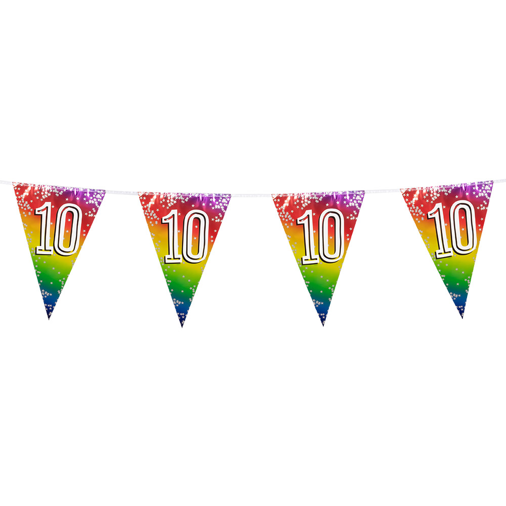 Folievlaggenlijn Rainbow '10' (30 x 20 cm, 6 m)