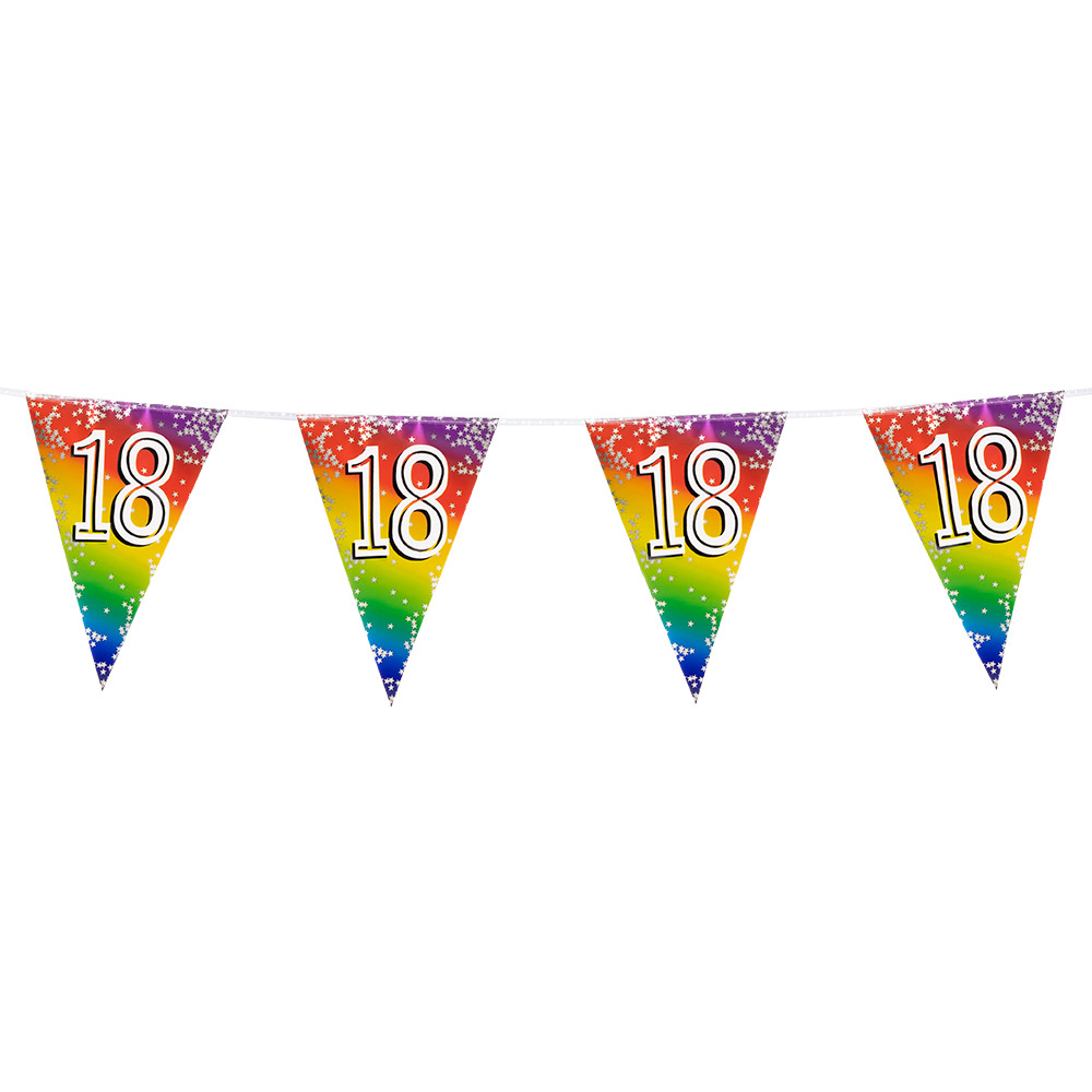 Folievlaggenlijn Rainbow '18' (30 x 20 cm, 6 m)