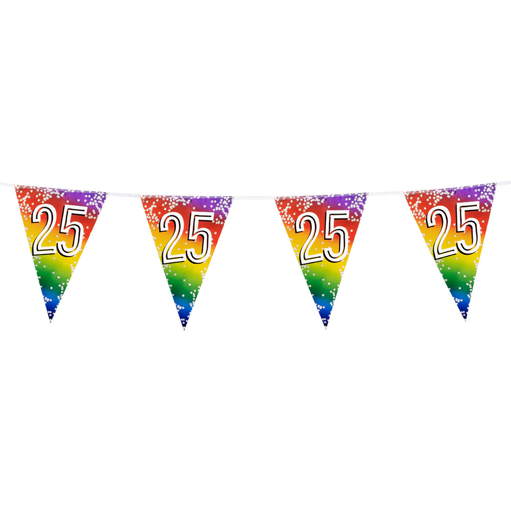 Folievlaggenlijn Rainbow '25' (30 x 20 cm, 6 m)