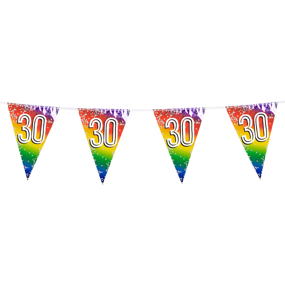 Folievlaggenlijn Rainbow '30' (30 x 20 cm, 6 m)