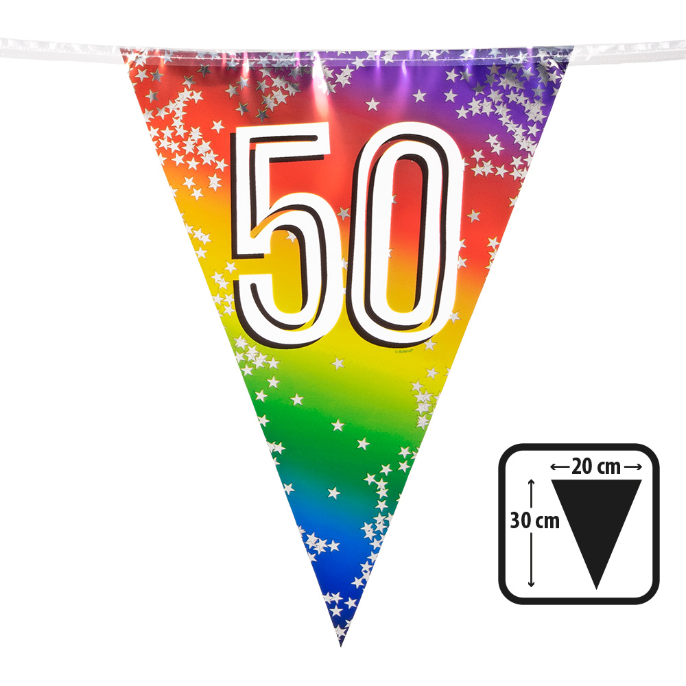Folievlaggenlijn Rainbow '50' (30 x 20 cm, 6 m)