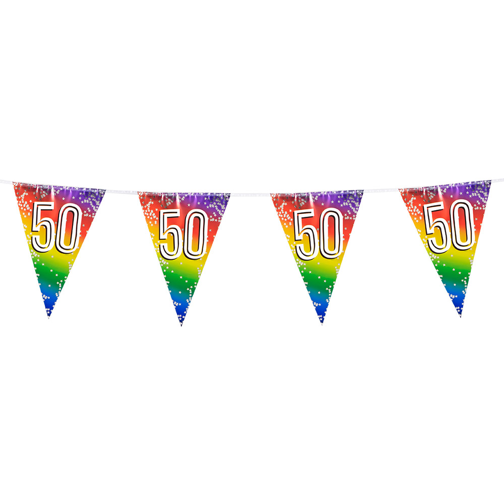 Folievlaggenlijn Rainbow '50' (30 x 20 cm, 6 m)