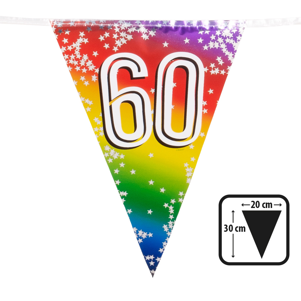 Folievlaggenlijn Rainbow '60' (30 x 20 cm, 6 m)