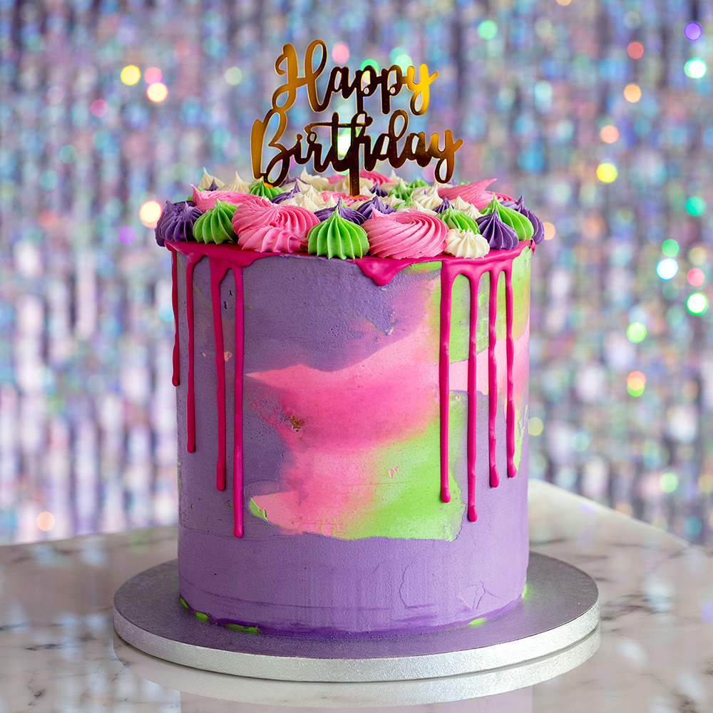 Taarttopper 'Happy birthday' goud (15.5 x 11 cm)