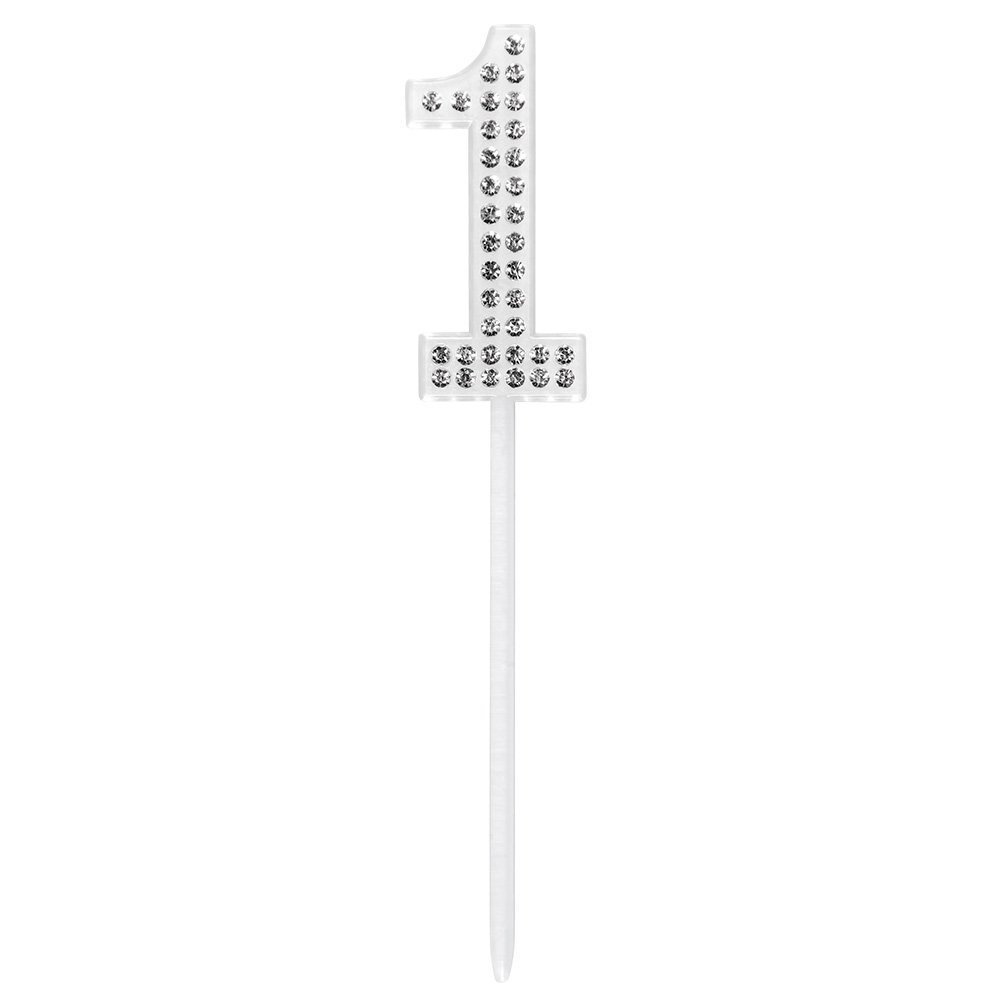 Diamanten taarttopper '1' (10.5 cm)