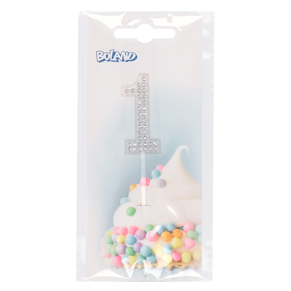 Diamanten taarttopper '1' (10.5 cm)