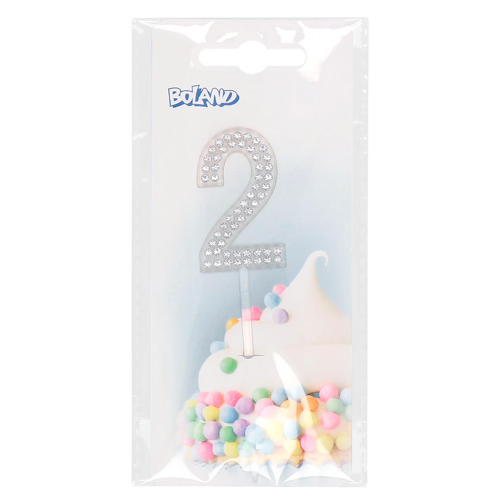 Diamanten taarttopper '2' (10.5 cm)
