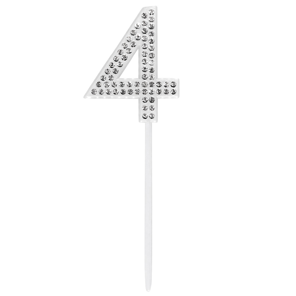 Diamanten taarttopper '4' (10.5 cm)