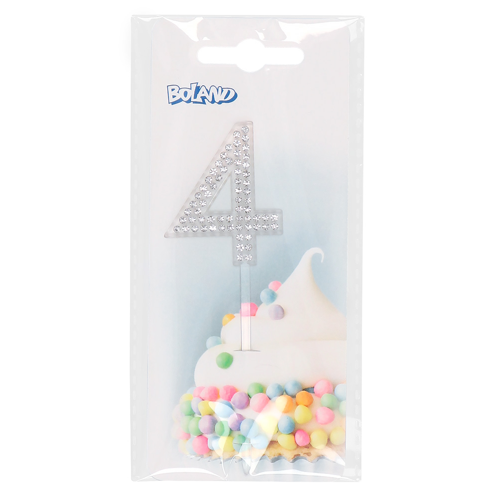 Diamanten taarttopper '4' (10.5 cm)