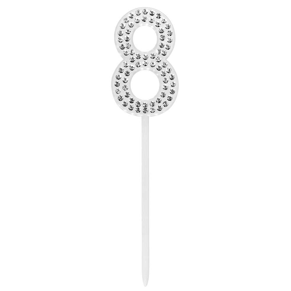 Diamanten taarttopper '8' (10.5 cm)