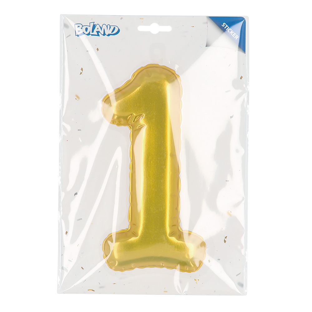 Folieballonsticker '1' goud (20 cm)