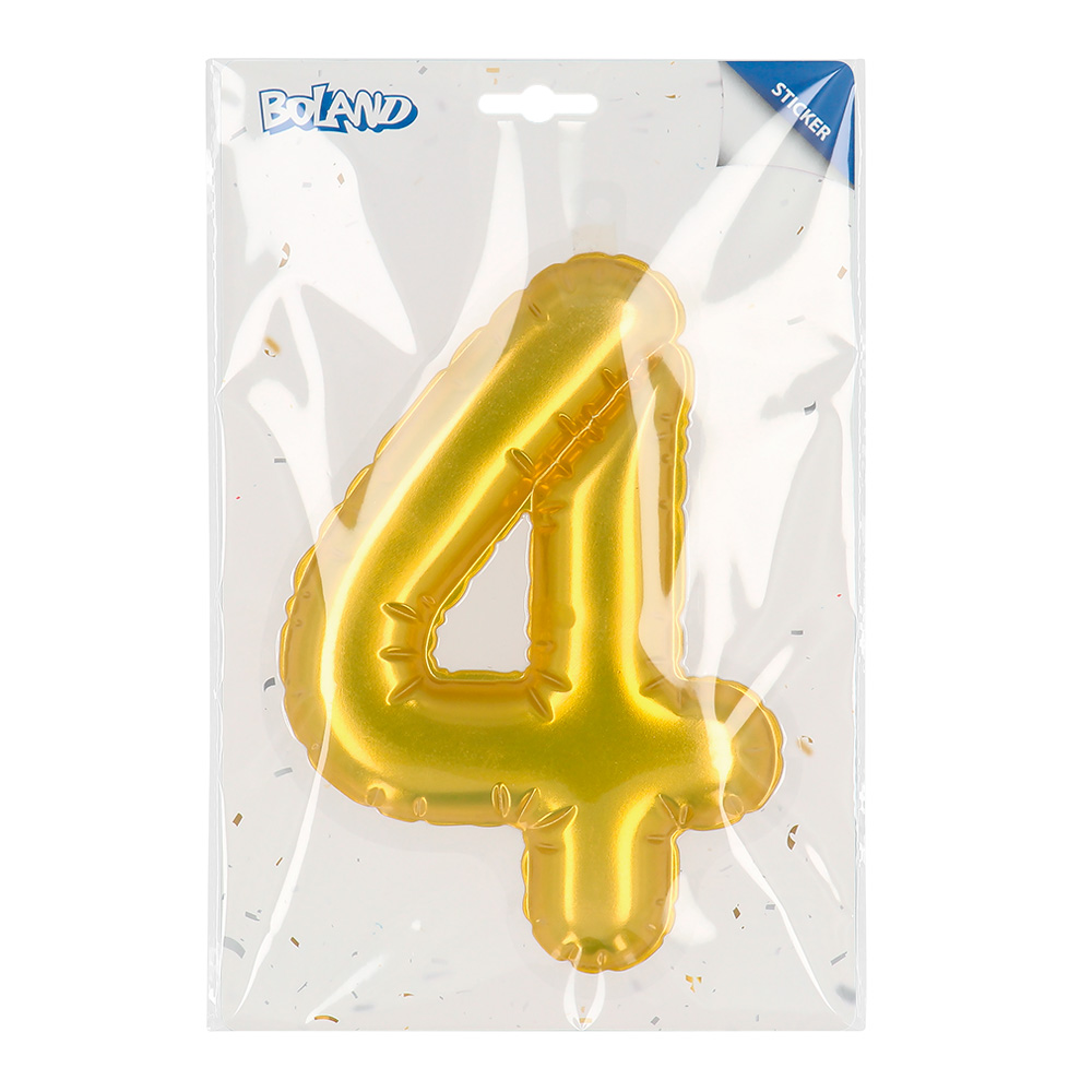 Folieballonsticker '4' goud (20 cm)
