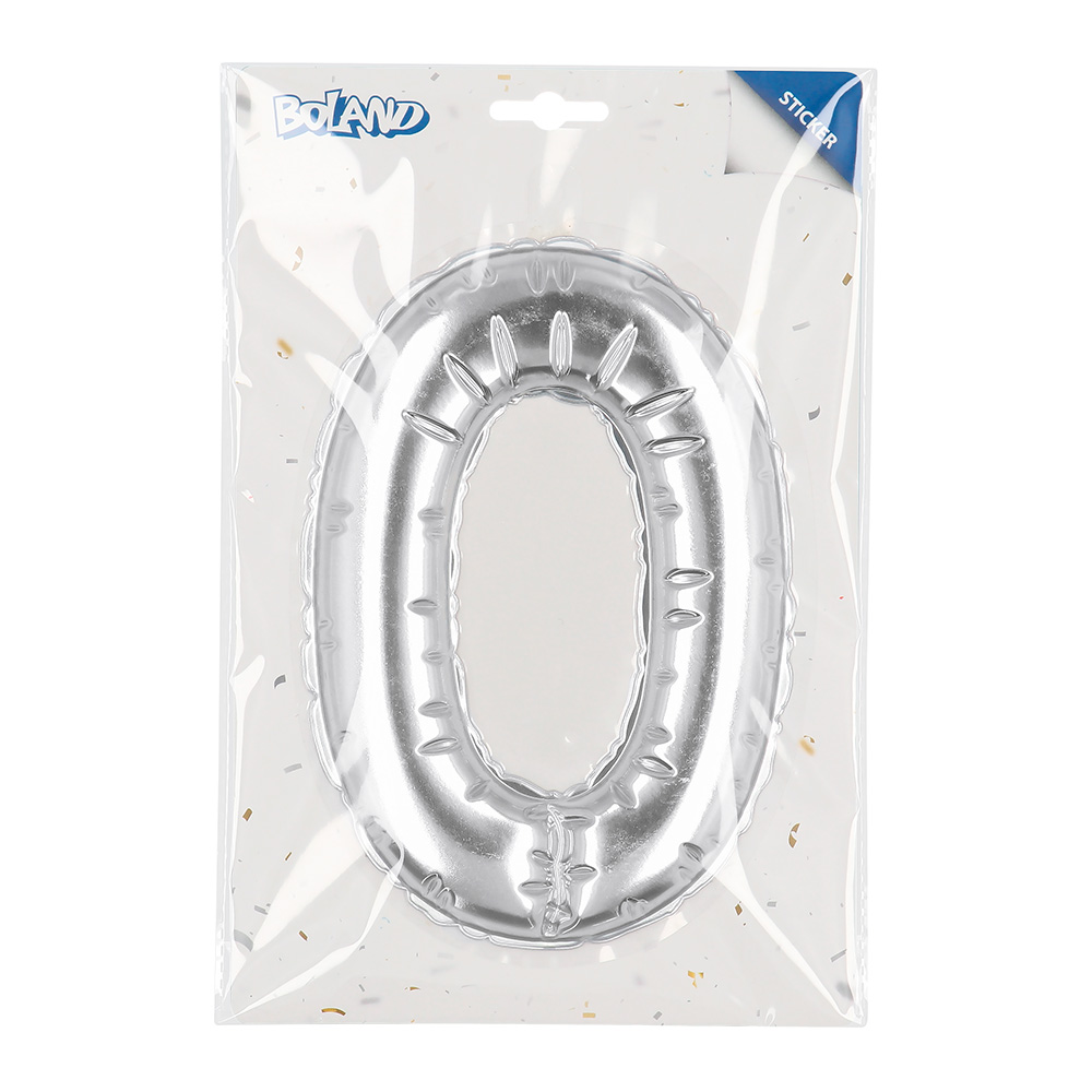 Folieballonsticker '0' zilver (20 cm)