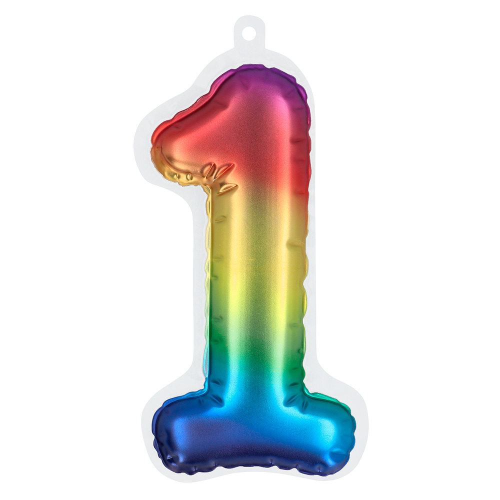 Folieballonsticker '1' regenboog (20 cm)