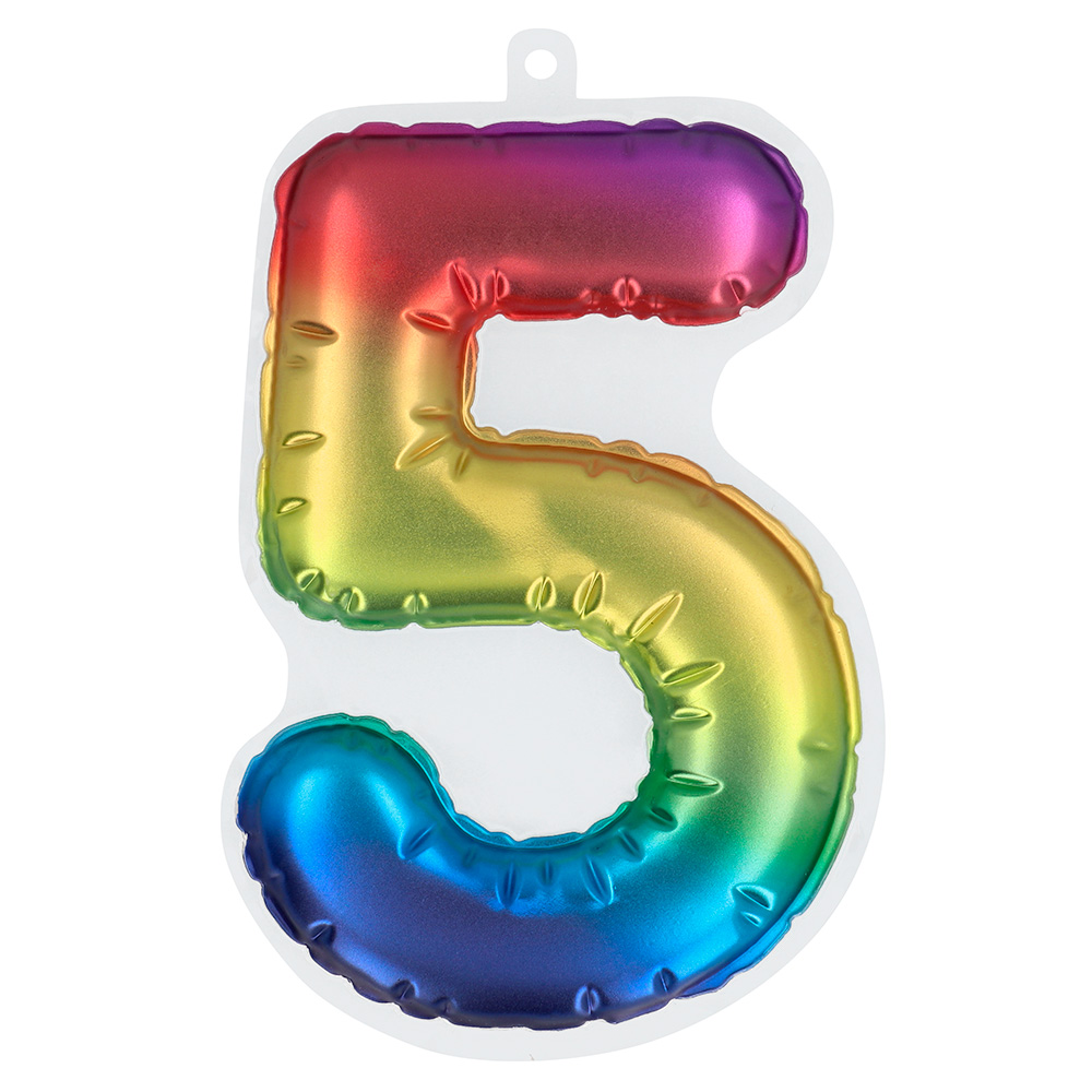 Folieballonsticker '5' regenboog (20 cm)