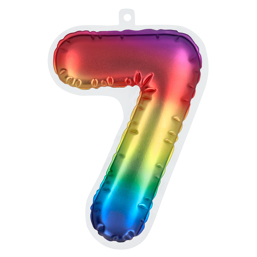 Folieballonsticker '7' regenboog (20 cm)