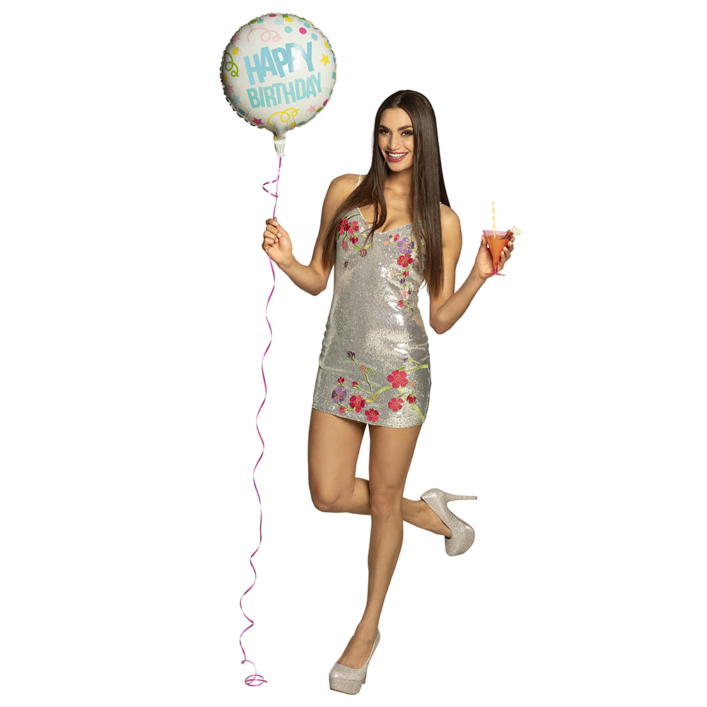 Folieballon 'HAPPY BIRTHDAY' dubbelzijdig (Ø 45 cm)