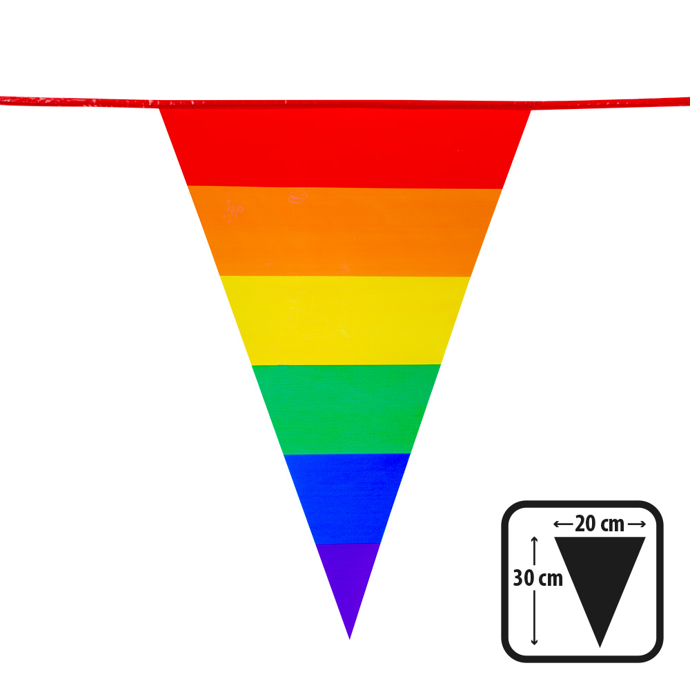 PE vlaggenlijn Regenboog (30 x 20 cm)(10 m)