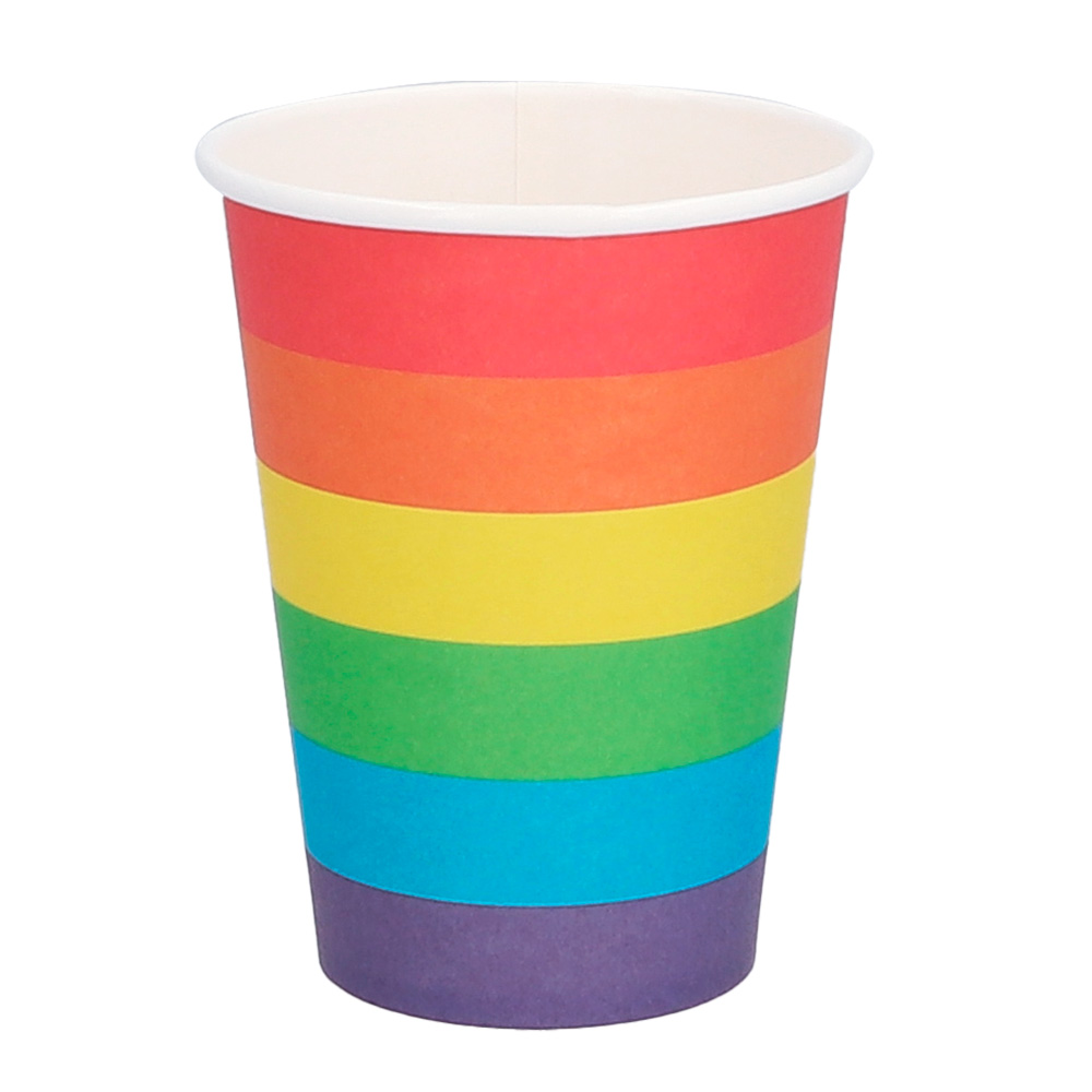 Set 8 papieren bekertjes Regenboog (25 cl)