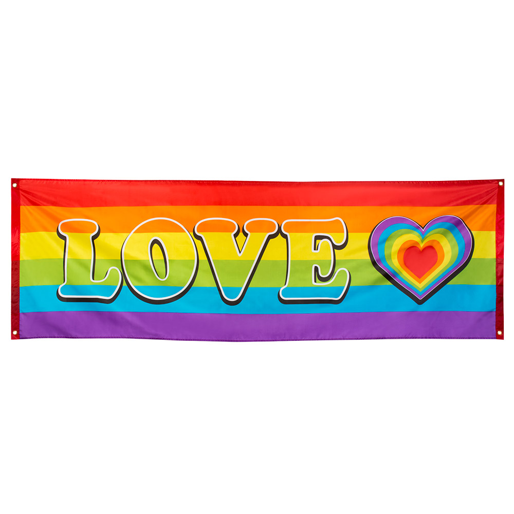 Polyester banner Regenboog 'Love' (74 x 220 cm)