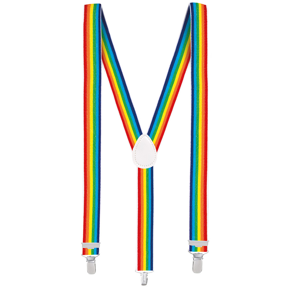 Set Classic regenboog (partybril, vlinderstrik en bretels)