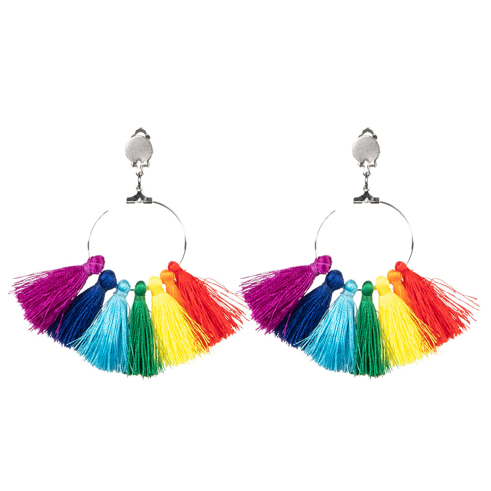 Paar oorbellen Regenboogkwastjes