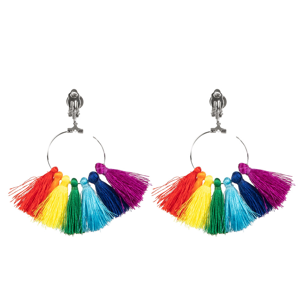 Paar oorbellen Regenboogkwastjes