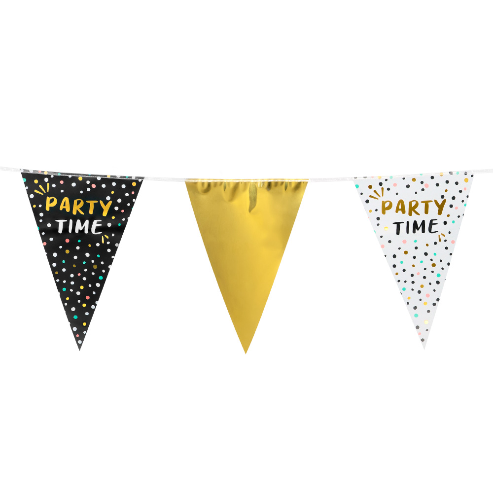 Folievlaggenlijn 'Party time'(30 x 20 cm, 6 m)