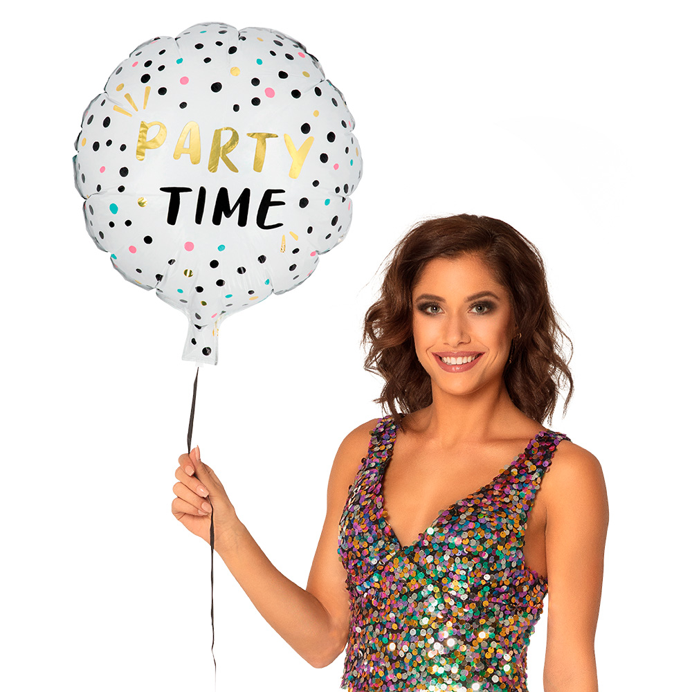 Folieballon 'Party time' dubbelzijdig (45 cm)
