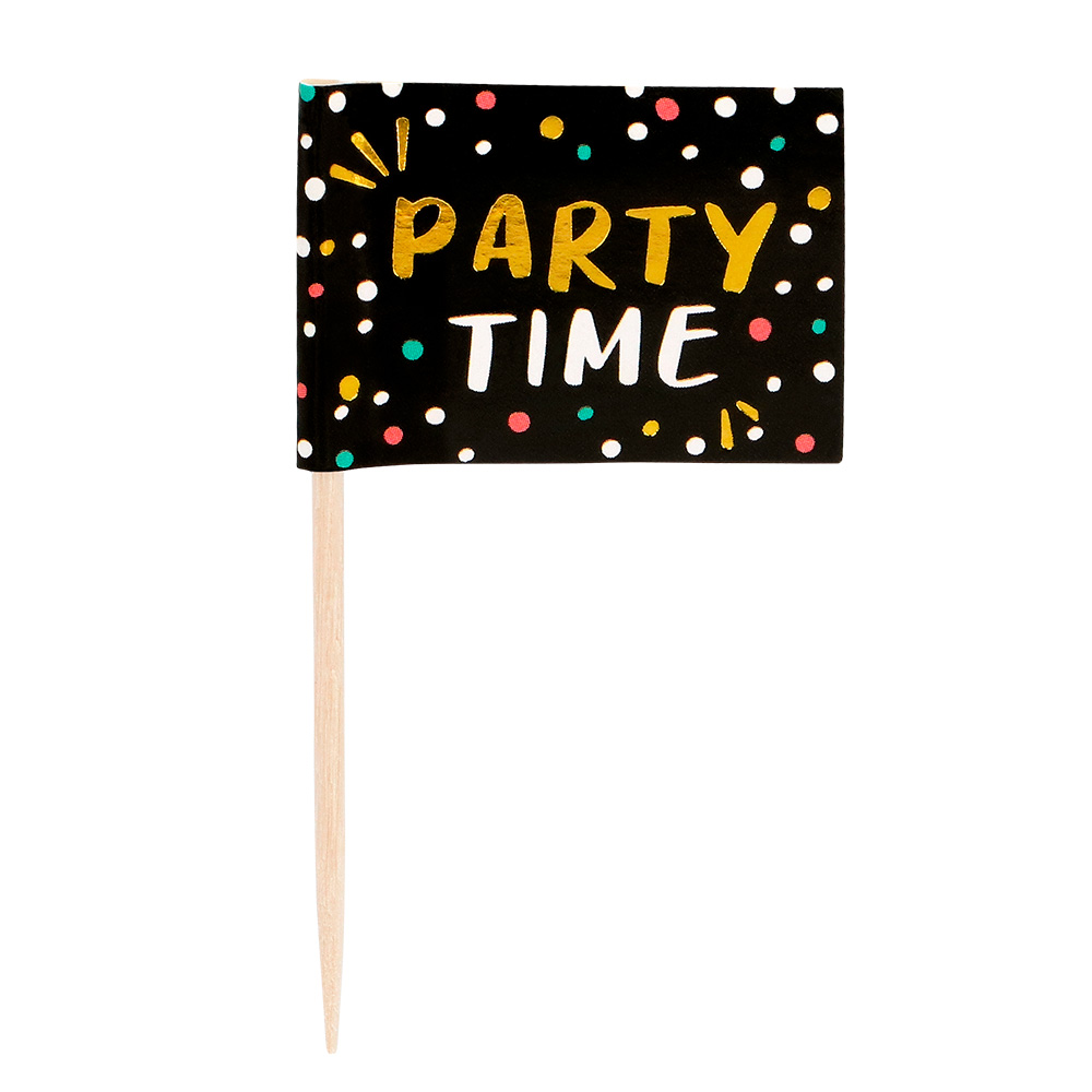Set 24 vlaggenprikkers 'Party time' (7 cm)
