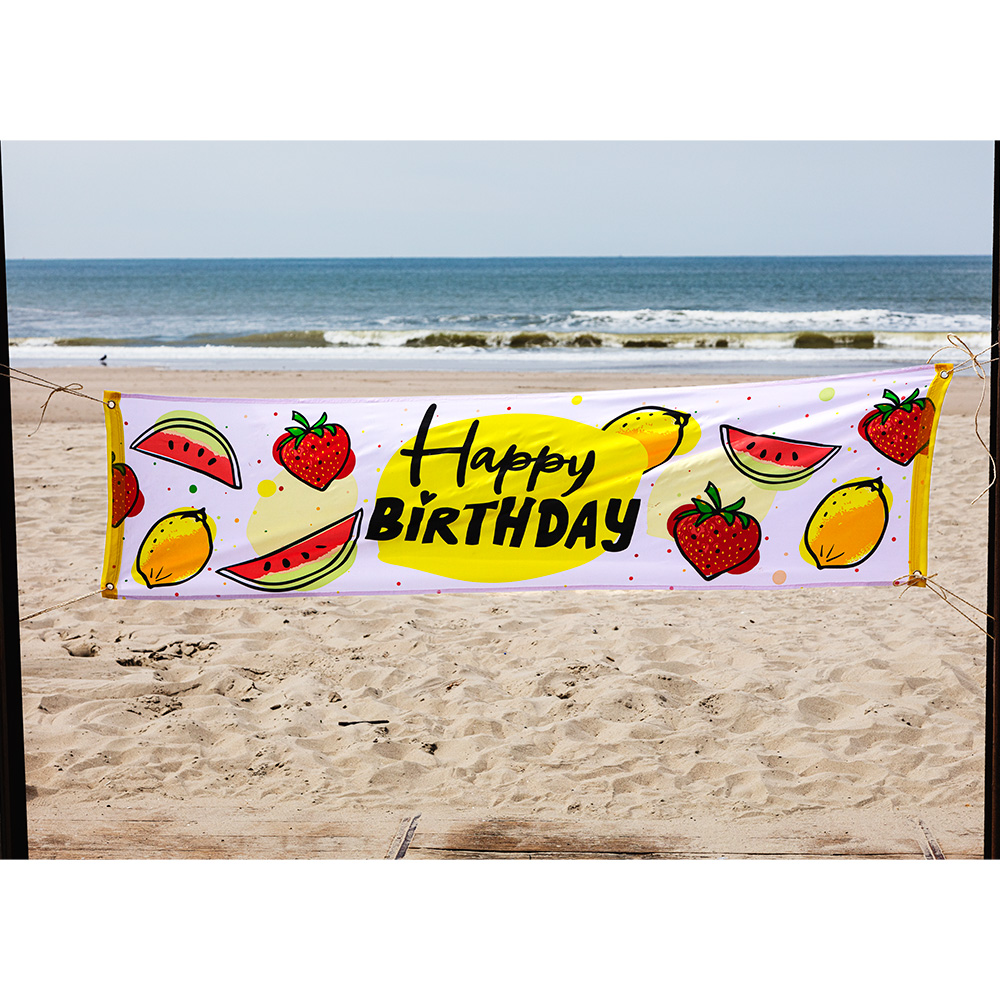 St. Polyester banner Fruit 'Happy Birthday' (50x180 cm)