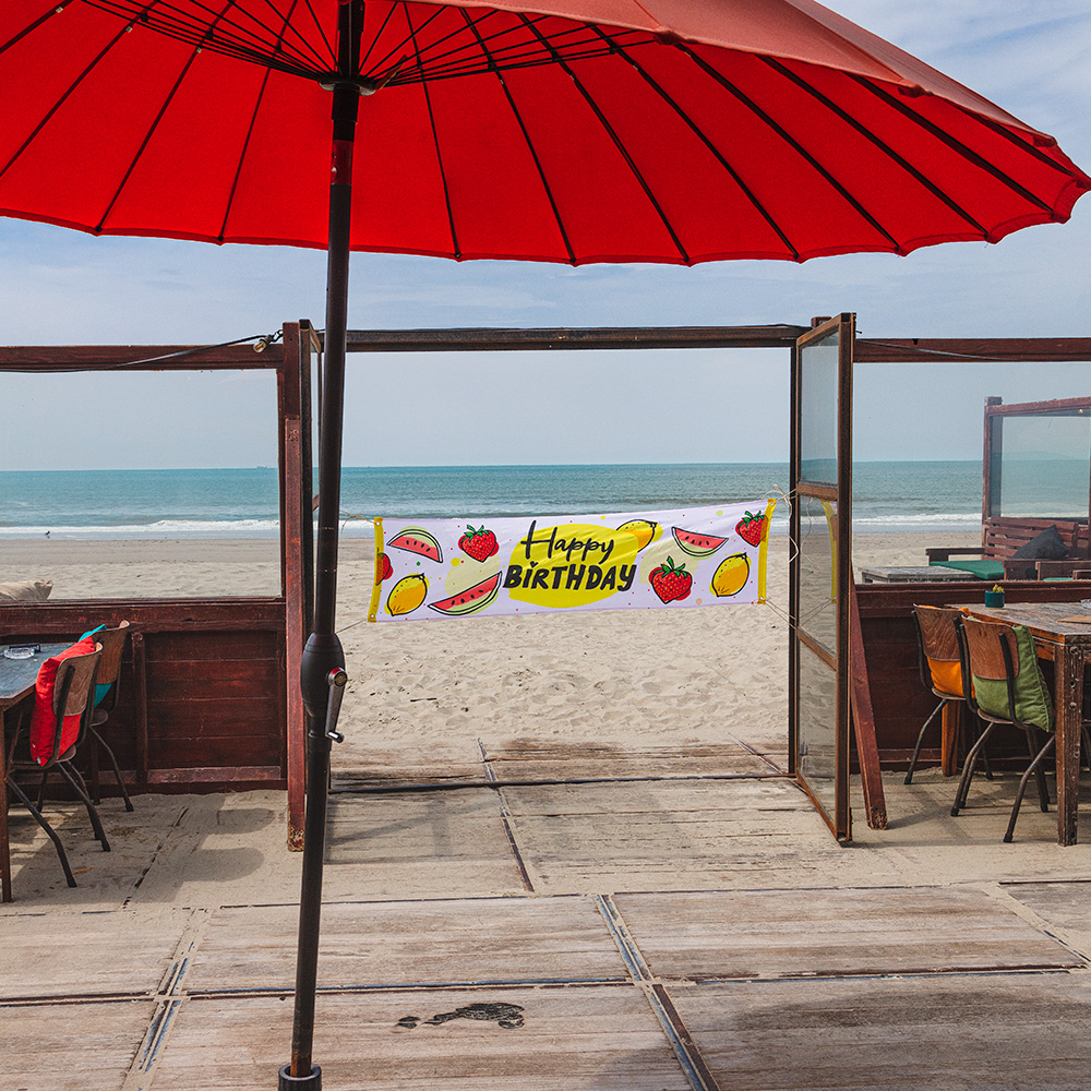 St. Polyester banner Fruit 'Happy Birthday' (50x180 cm)