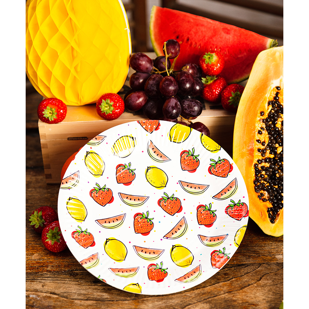 Set 8 papieren bordjes Fruit (23 cm)
