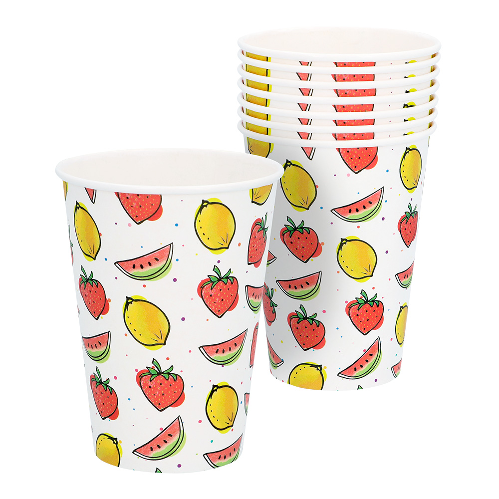 Set 8 papieren bekertjes Fruit (21 cl)