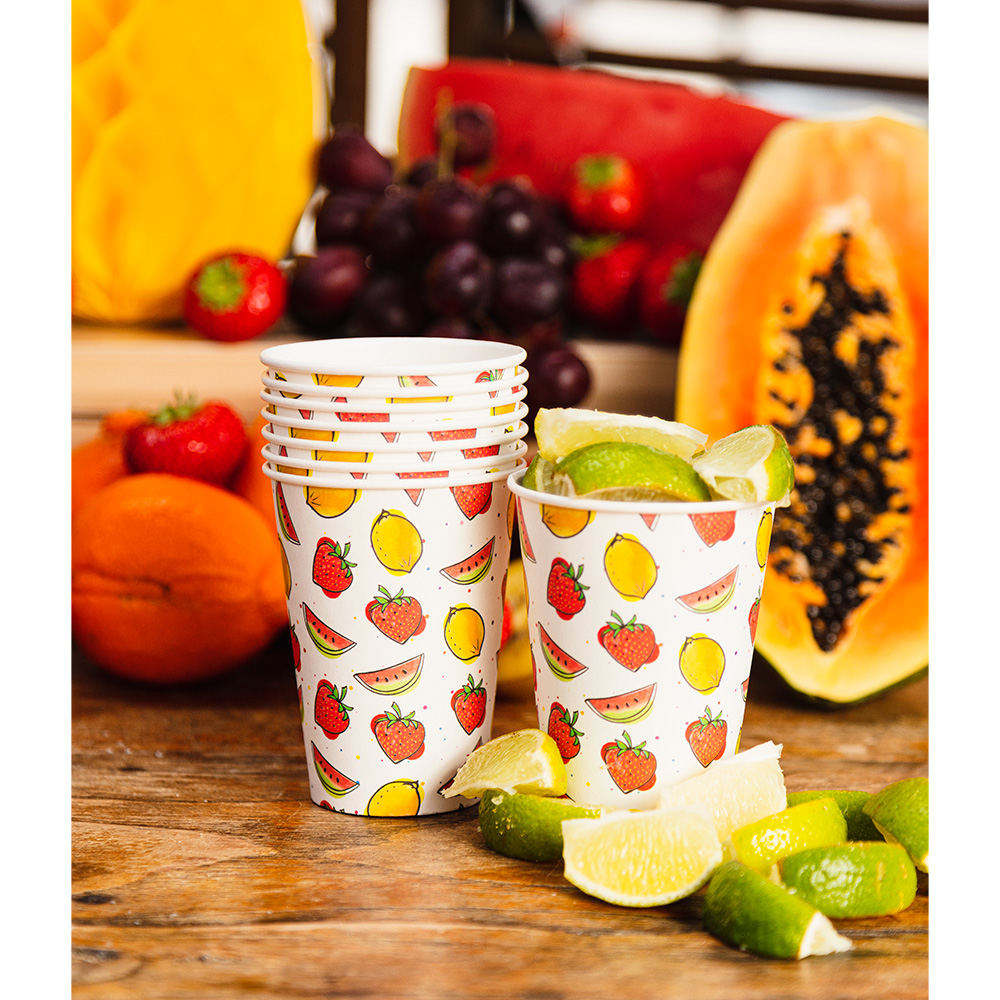 Set 8 papieren bekertjes Fruit (21 cl)