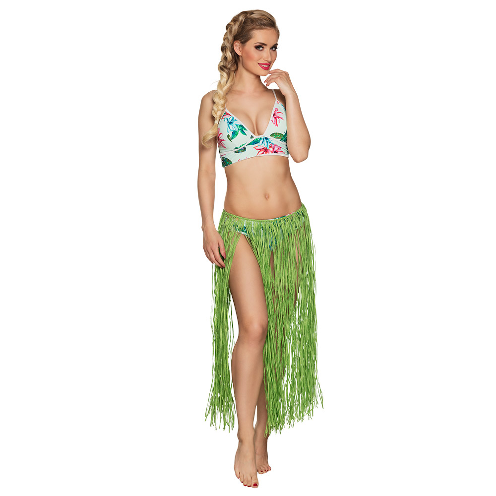 St. Hawaïrokje Raffia groen (80 cm)